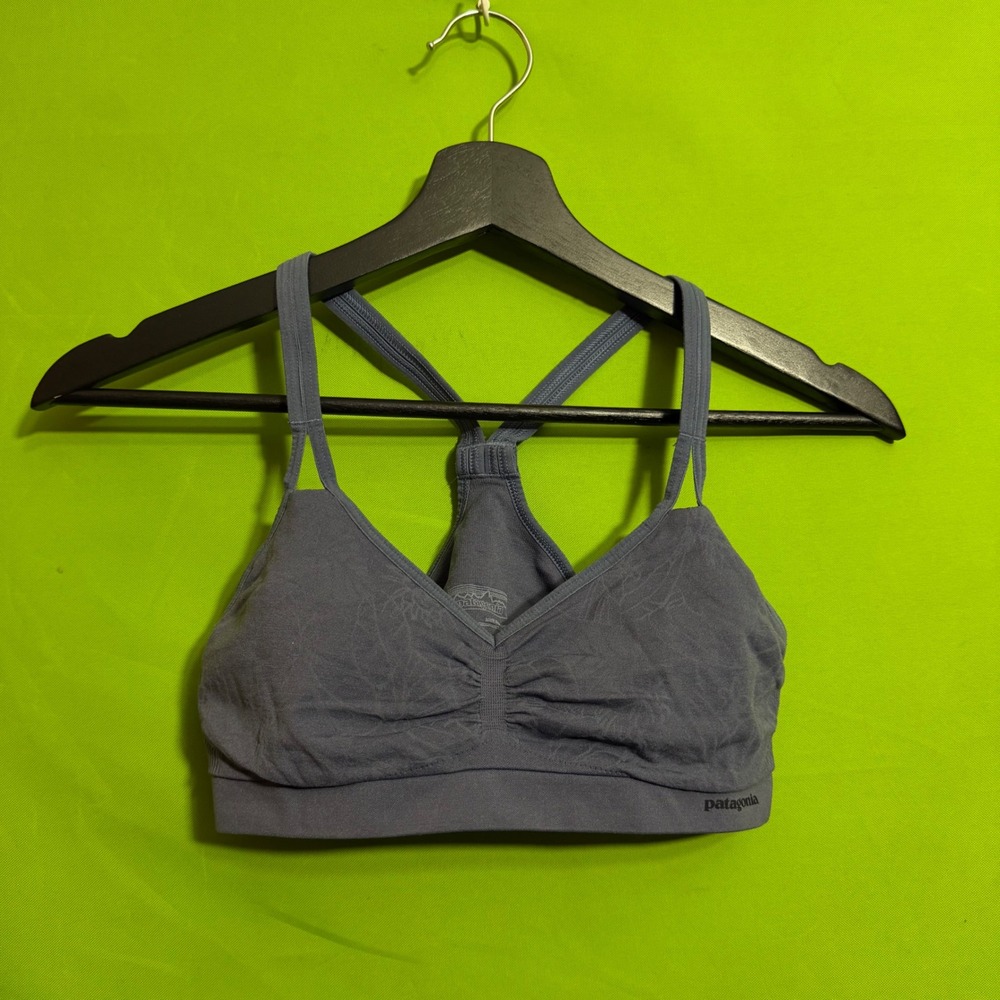 Patagonia Active Mesh Sports Bra Blue Purple Racerback Strappy Medium